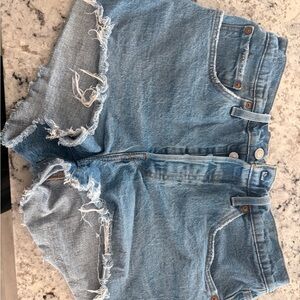 Levi's Light Blue Distressed Denim Jean Shorts